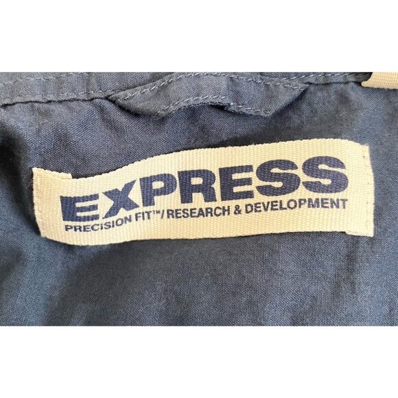 Express Mens Precision Fit Y2K Teal Blue Western Vibe Embroidered Button‎ Down L - Picture 4 of 6